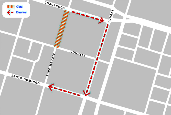 Este desvío se mantendrán hasta fines de septiembre, cuando se inicie la segunda fase del proyecto, que considera la renovación del colector ubicado en calle San Martín, entre Toro Mazote y Yungay.