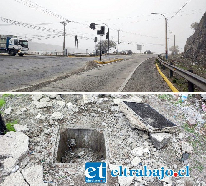 Los semáforos del Puente El Rey estuvieron apagados la mañana de este lunes tras la acción de delincuentes que destruyeron las cámaras de registro, sustrayendo gran cantidad de cable eléctrico.