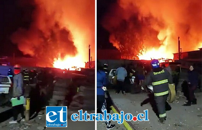 Seis compañías de Bomberos y 100 voluntarios concurrieron al gigantesco incendio donde después de dos horas de trabajo pudieron controlar el siniestro.