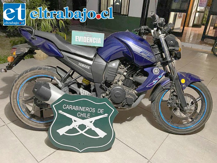 Esta es la motocicleta robada que conducía M.N.R., de 17 años de edad.