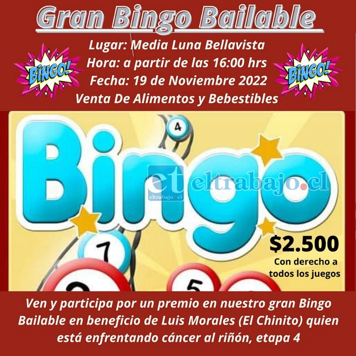 El sábado 19 realizarán bingo para ayudar a Luis Morales, el ‘Chinito’.