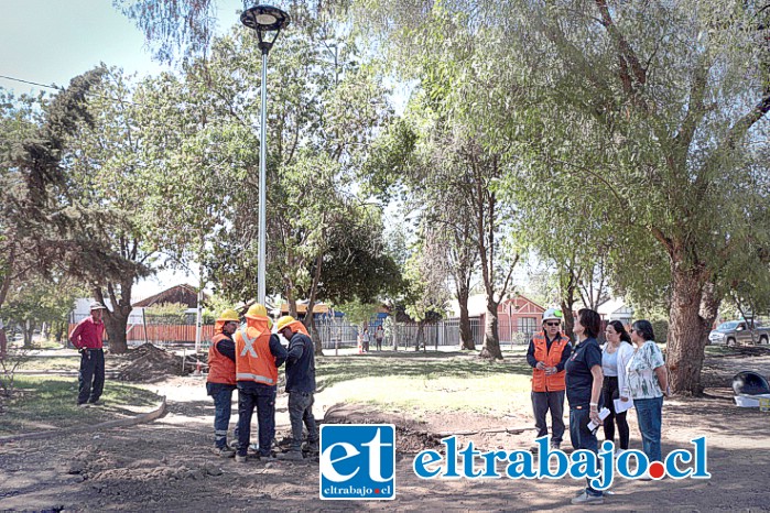 La alcaldesa Carmen Castillo acompañó el levantamiento de las primeras luminarias y llamó a cuidar la nueva infraestructura y denunciar a quienes dañen este tipo de avances que experimenta la ciudad.