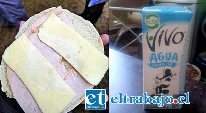 Este fue el ‘almuerzo’ entregado a los estudiantes del Liceo Rinconada de Silva. (Foto gentileza ‘Putaendo Informa’).