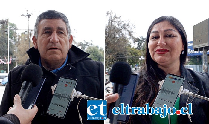 Francisco Rivera, presidente de la federación de taxis de San Felipe. A la derecha, Jannette Carrasco, presidenta del sindicato de Chacareros de la Feria de Diego de Almagro.