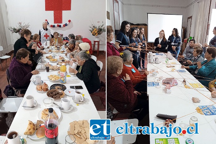 Una tarde de alegría, apoyo emocional acompañadas por juventud, estudiantes de enfermería, compartiendo unas ricas onces en el Centro Integral María Gómez Ruiz.