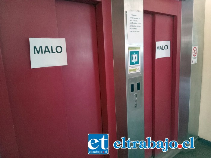 Malos están los dos ascensores instalados en el edificio de la Delegación Presidencial Provincial de San Felipe.