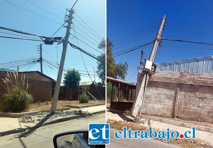 El conductor se estrelló contra un poste del alumbrado, cuyos cables arrastraron a los otros dos, uno de los cuales quedó afirmado de una casa.