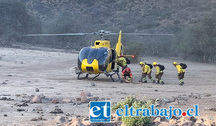 Con el apoyo de dos helicópteros, Conaf ha combatido desde el lunes incendio forestal en Catemu.