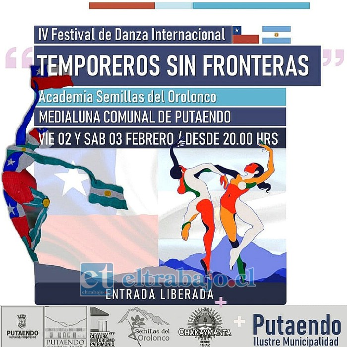 Este viernes y sábado se llevará a cabo el IV Festival de Danza Internacional «Temporeros sin Fronteras» en Putaendo. 