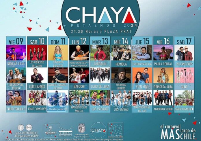 Municipio de Putaendo dio a conocer los artistas que estarán presentes en la fiesta de la ‘Chaya’ 2024.