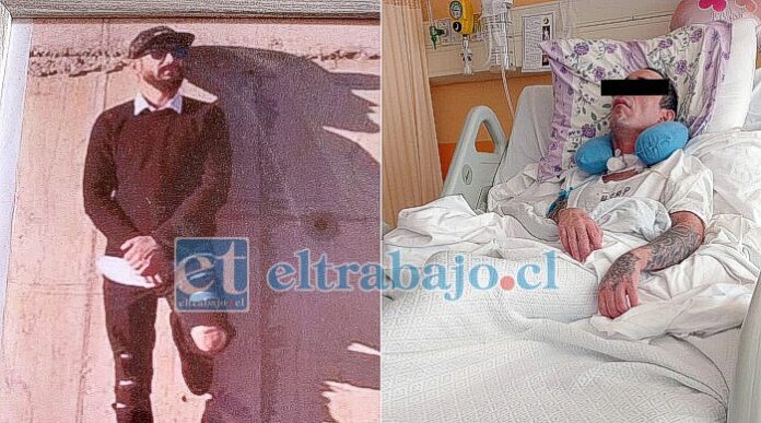 A la izquierda, Michel antes del accidente. A la derecha, su estado actual, postrado en cama (foto cedida por la propia madre).