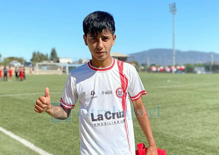 Maximiliano Muñoz, jugador de fútbol de 13 años de edad, quien pertenece a los cadetes de la Sub 14 de Unión San Felipe.