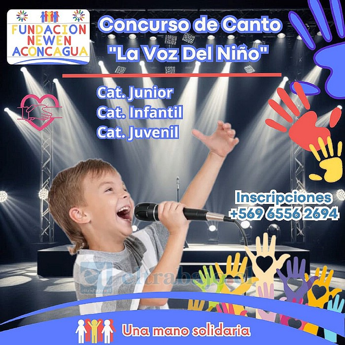 Este es el afiche oficial del primer concurso ‘La Voz del Niño’, organizado por Fundación Newen Aconcagua.