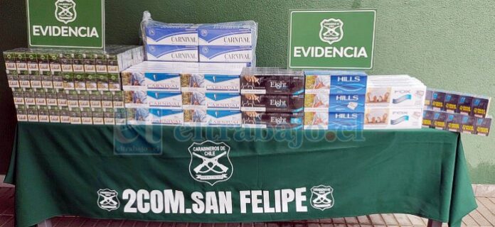 Carabineros incautó más de dos mil cajetillas de cigarrillos clandestinos de diversas marcas, avaluados en más de 4 millones de pesos y que eran comercializados de manera ilegal en San Felipe.