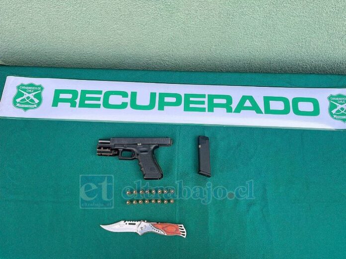 Las armas incautadas por personal de la Sección Centauro de Carabineros.