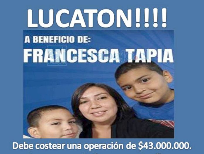 El afiche de la ‘lucaton’ para Franchesca, que necesita más de 40 millones de pesos para operarse de un tumor.