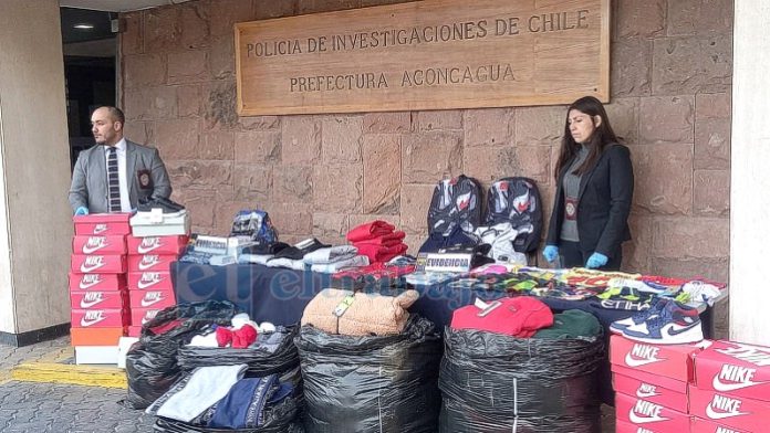 PDI incautó 1.300 productos falsificados desde céntrica tienda en San Felipe.