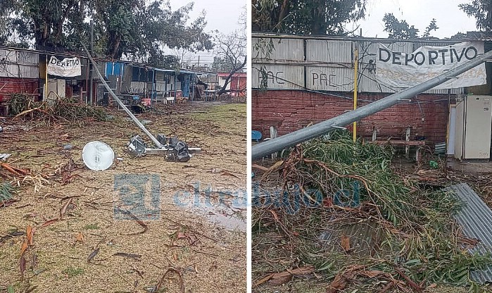 Variados daños dejaron el temporal de viento y lluvia en la cancha Parrasía.