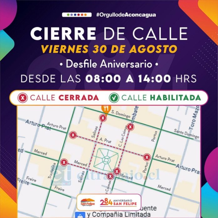 Diversos cortes de calle habrá durante esta jornada por el desfile de aniversario.