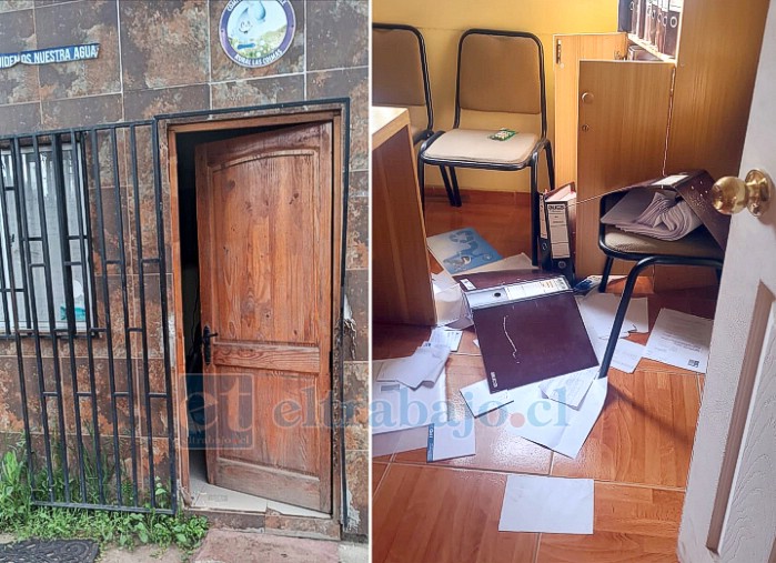 Forzando y rompiendo la puerta, delincuentes ingresaron al APR de Las Coimas.  A la derecha, así dejaron el interior del APR de El Asiento. 