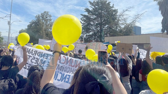 Una de las tantas marchas con globos amarillos tras la muerte de Pablo Leiva.