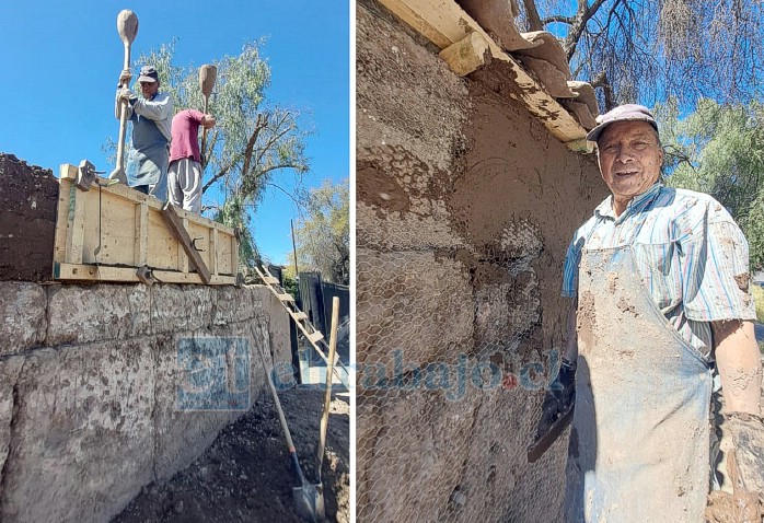 Onofre Cuevas, maestro sanestebino con más de 50 años de experiencia en tapias, a cargo de la reconstrucción de un deteriorado muro de tapias en avenida Miraflores.