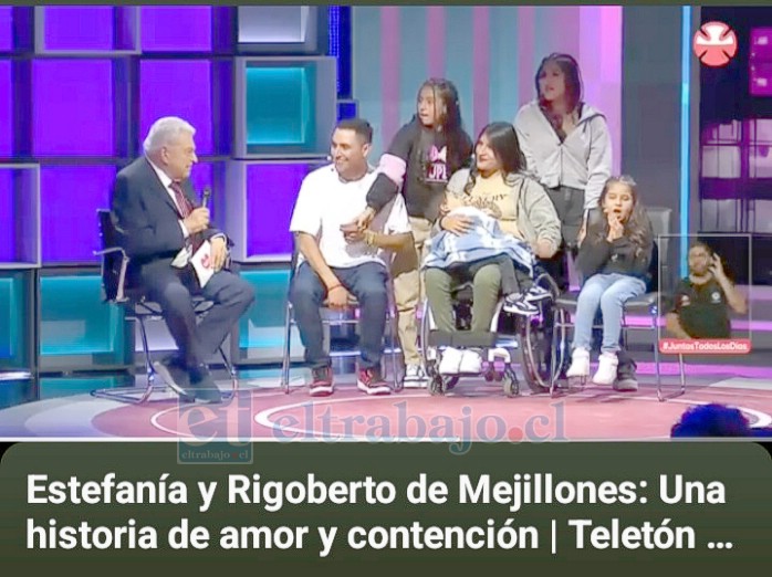 Estefanía junto a su familia en los momentos que son entrevistados por Don Francisco este viernes en la noche.