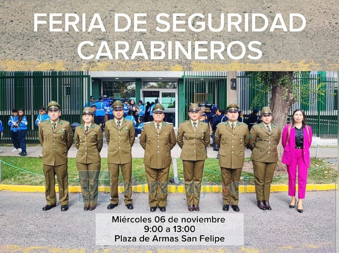 Feria de Seguridad de Carabineros se realizará hoy desde las 09:30 horas en la Plaza de Armas.