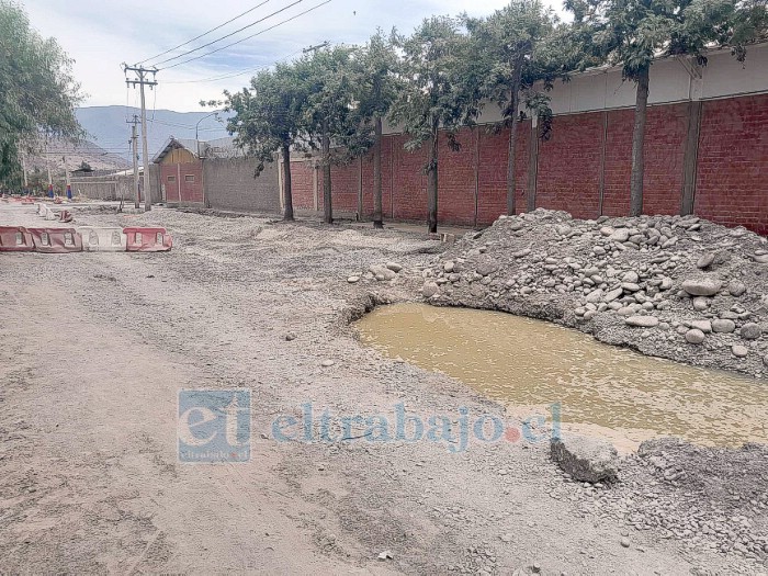 Acá el agua servida estancada tras la rotura de cañerías de alcantarillado.