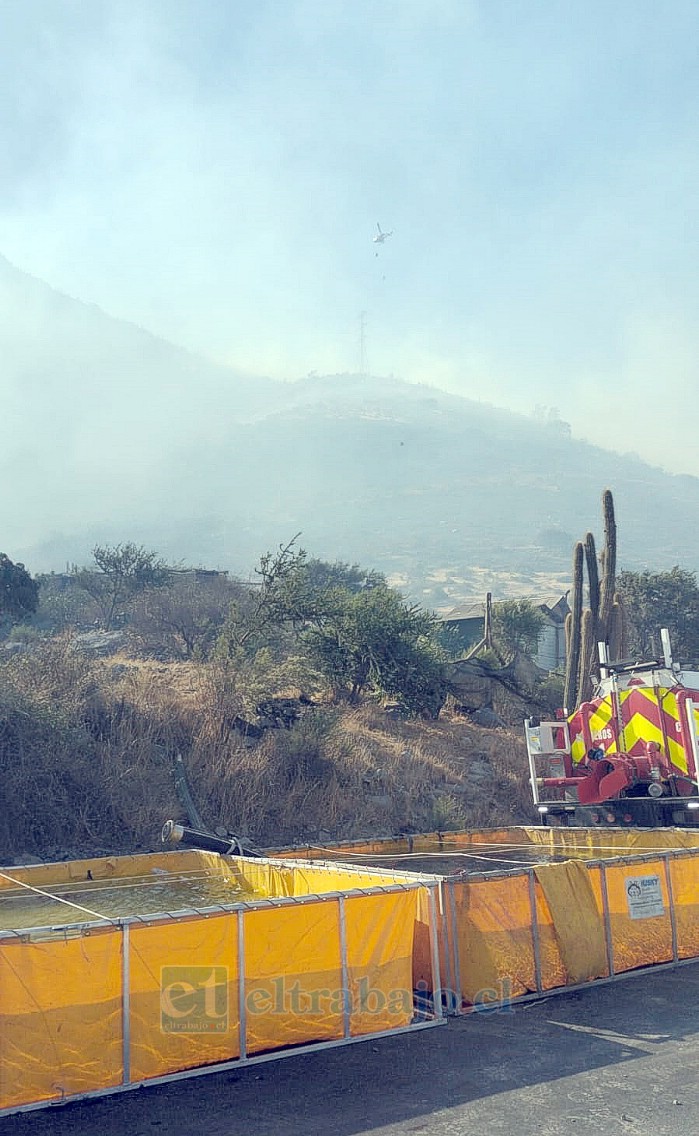 Brigadas de Conaf combatieron incendio forestal en Quebrachal. 