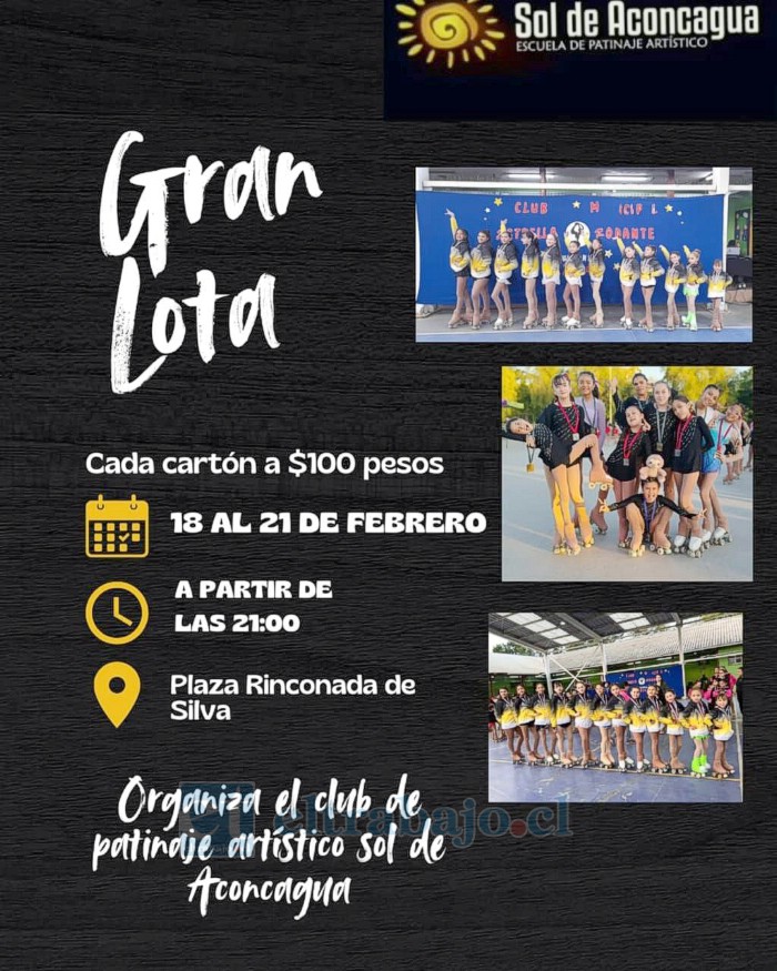 Del 18 al 21 de febrero, el Club de Patinaje Artístico Sol de Aconcagua realizará una lota para financiar su participación en los campeonatos 2025.