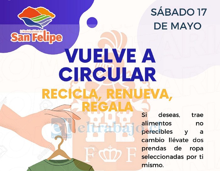 Este sábado se realizará la primera versión de Vuelve a Circular, intercambio solidario de ropa por alimentos.
