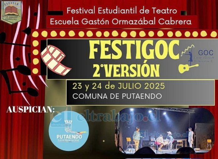 Este 23 y 24 de julio se realizará en el Parque Municipal de Putaendo la segunda versión de FESTIGOC 2025, el Festival de Teatro Estudiantil organizado por la Escuela Gastón Ormazábal Cabrera.