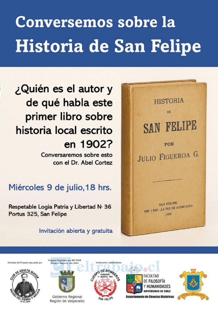 Este miércoles 9 de julio culminan los conversatorios sobre la reedición del libro ‘Historia de San Felipe’ por Julio Figueroa.