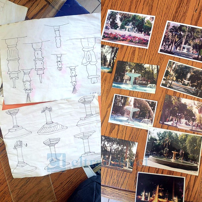 Materiales y fotografías que Carlos Molina aportó voluntariamente al municipio para la construcción de la pileta.