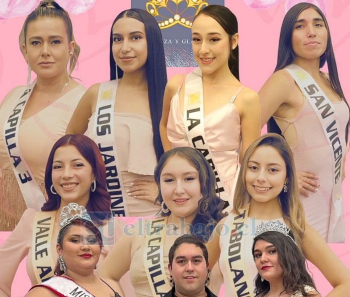 Las siete candidatas de la comuna, junto a la Miss Calle Larga y virreina del año 2024.