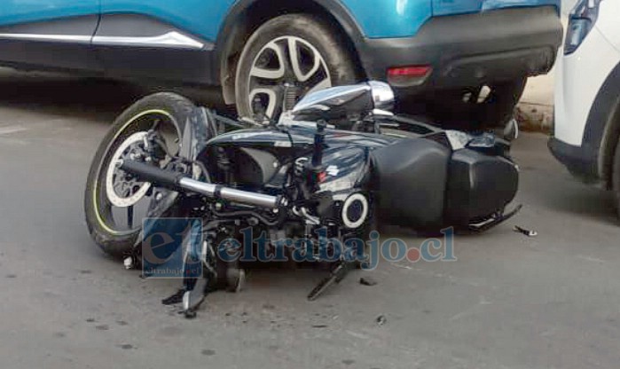 Estado de la motocicleta posterior al atropello.