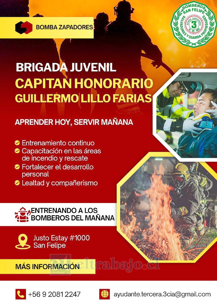 Tercera Compañía de Bomberos busca reclutar cadetes para su Brigada Juvenil