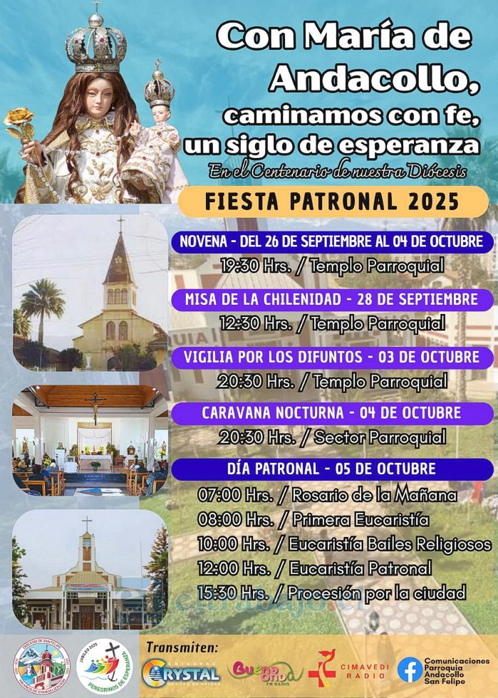 Obispado informó sobre calendario de la Fiesta de la Virgen de Andacollo. 