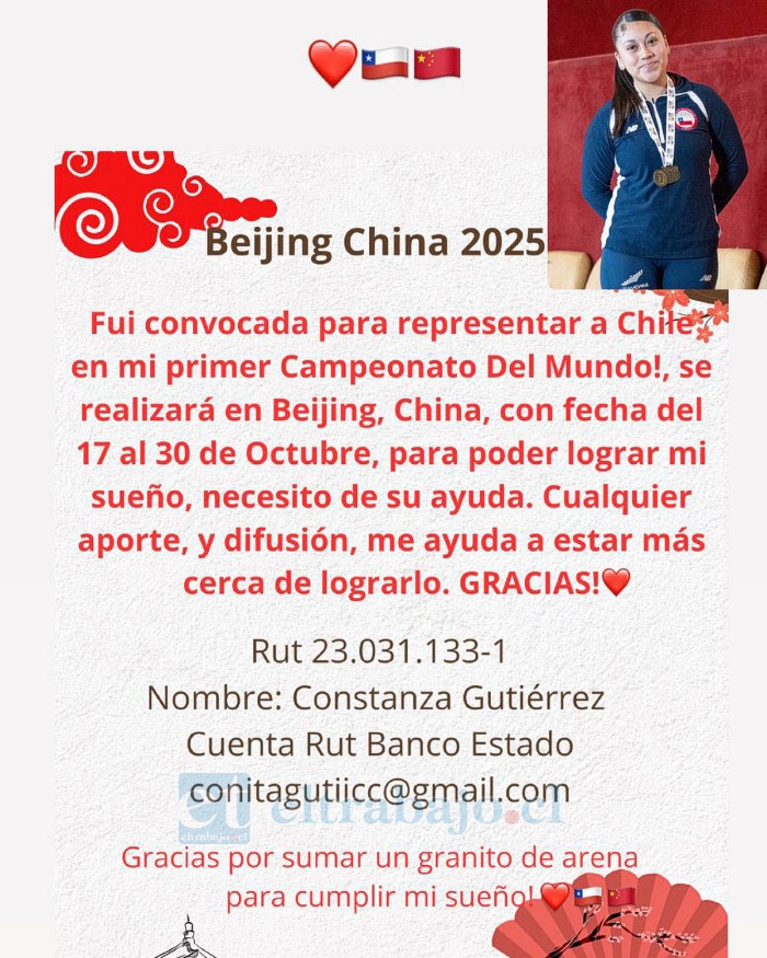 La joven deportista lanzó una Lucatón para reunir fondos y poder representar a Chile en el campeonato mundial.