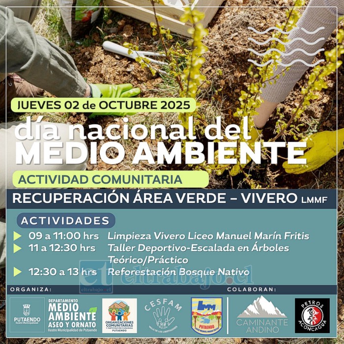 Este jueves 2 de octubre se conmemorará el Día Nacional del Medio Ambiente en el Liceo Manuel Marín Fritis.