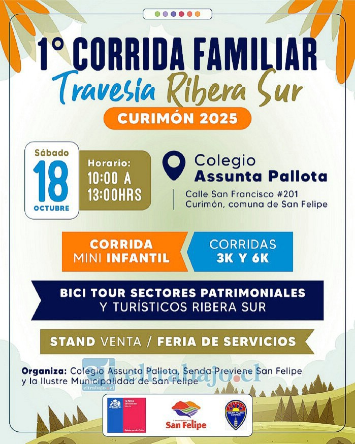 Este sábado 18 de octubre se realizará la primera Corrida Familiar en Curimón.
