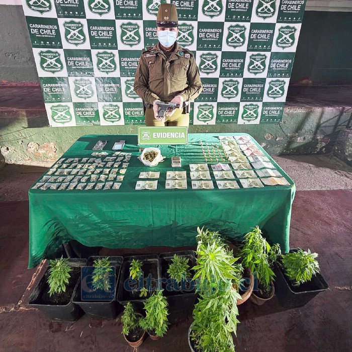 Drogas, armas y municiones fueron incautadas por Carabineros. 