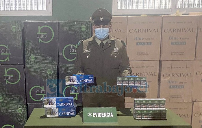 Millonario cargamento de cigarros de contrabando fue incautado por Carabineros de Santa María.