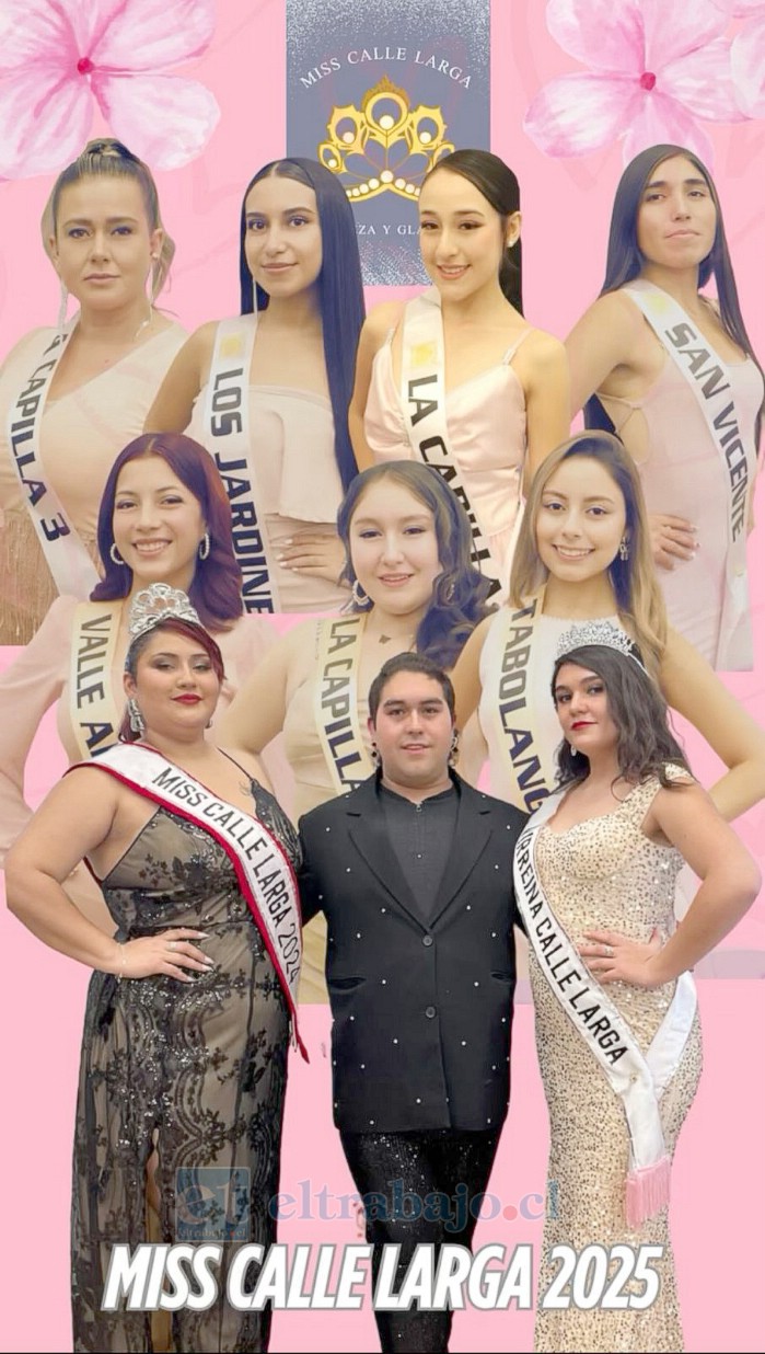 Estas son las participantes del Certamen Miss Calle Larga 2025. 