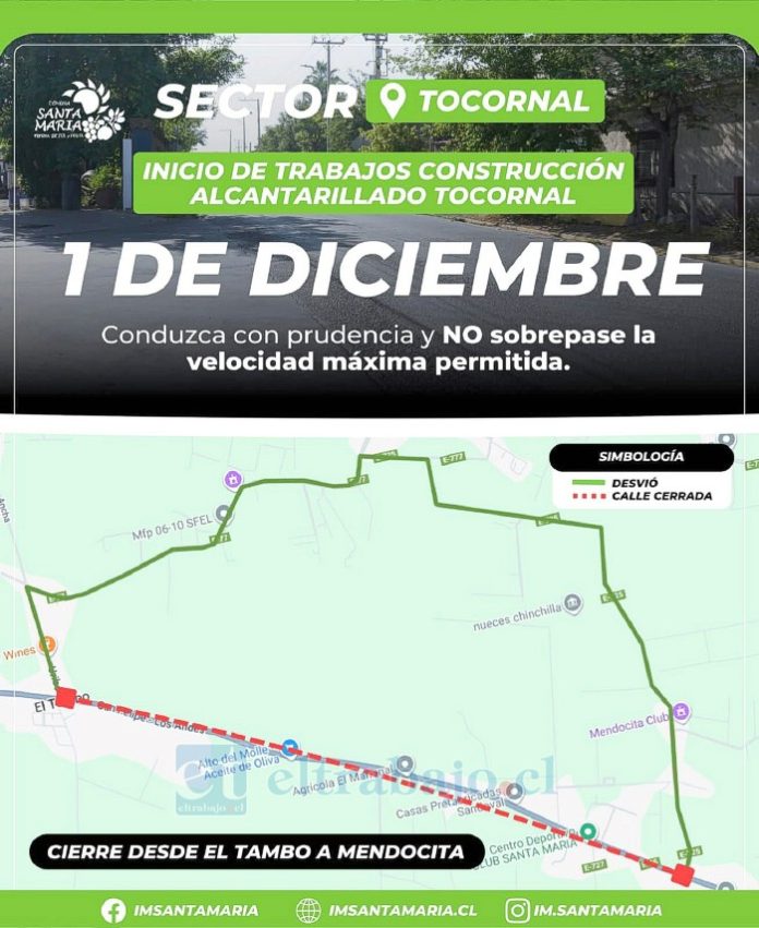 Este es el mapa con el primer corte y desvío de tránsito.