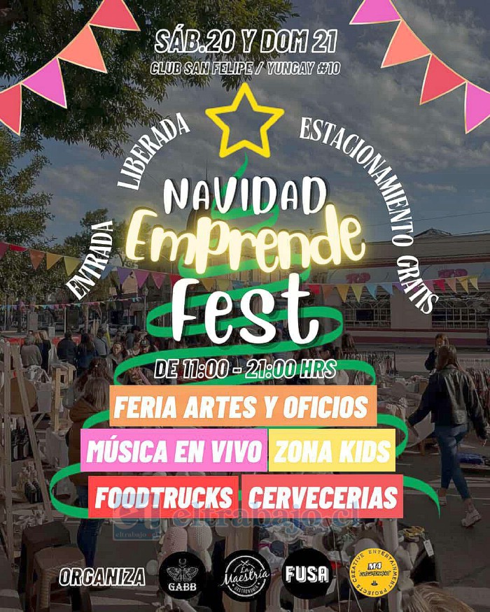 Este fin de semana se realizará el Navidad Emprende Fest en el Club San Felipe.