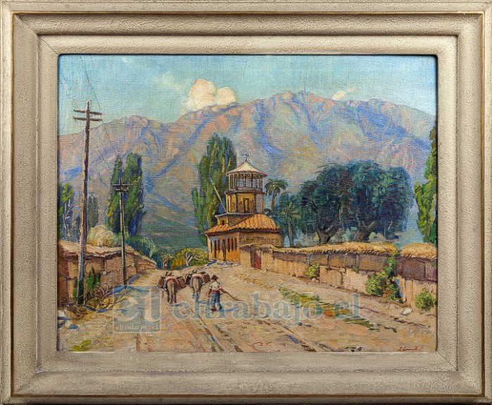 Pintura sobre tela, año 1940, titulada Torreón de Parrasía.