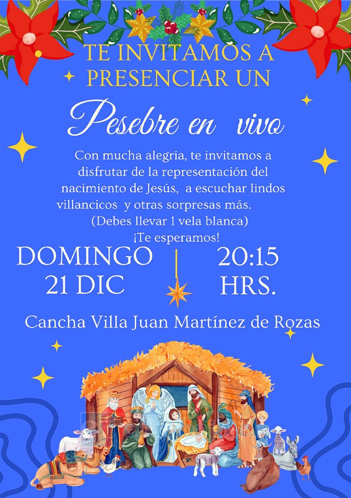 Este domingo se realizará un ‘Pesebre en Vivo’ en la Villa Juan Martínez de Rozas.