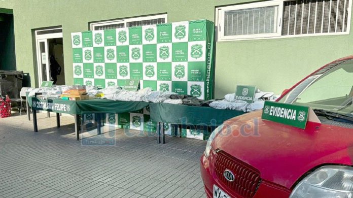 Carabineros recuperó especies robadas desde bodega de Chilexpress en San Felipe.
